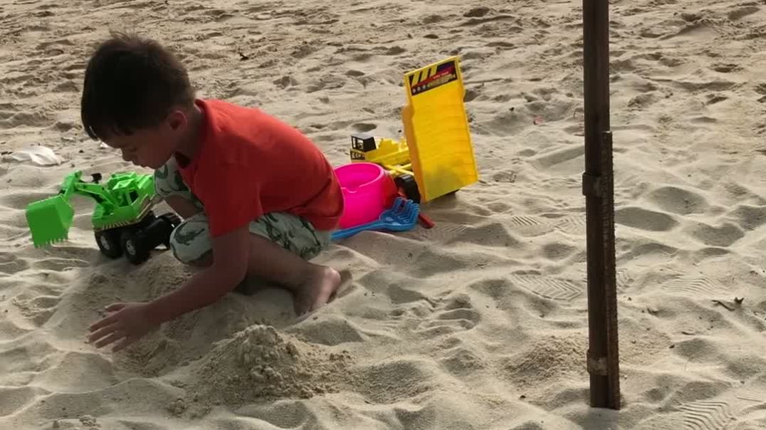 Kids playing on the beach