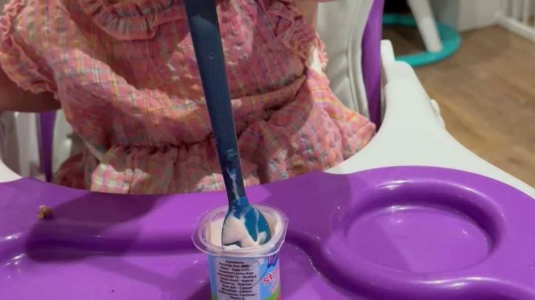 Baby eating yogurt video for sale